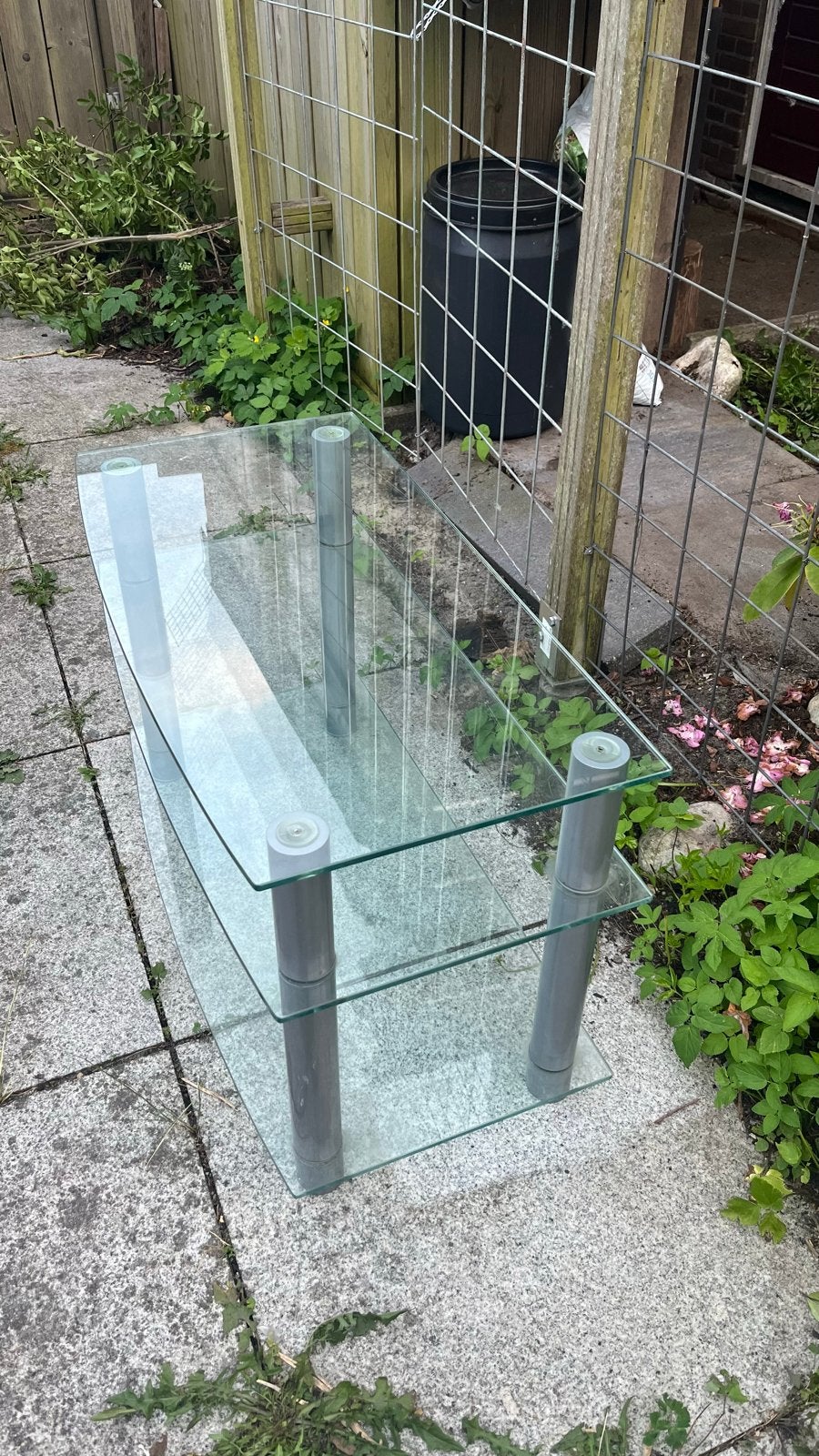 Glazen TV-meubel / audiomeubel met 3 planken, Huis en Inrichting, Kasten | Televisiemeubels, Ophalen, 50 tot 100 cm, Minder dan 100 cm