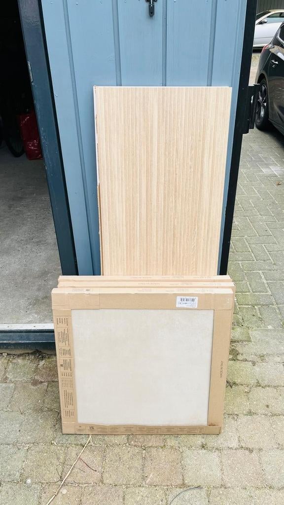 Tegels badkamer beige en houtlook, Huis en Inrichting, Badkamer | Badkamermeubels, Ophalen, Overige typen, Nieuw, 50 tot 100 cm
