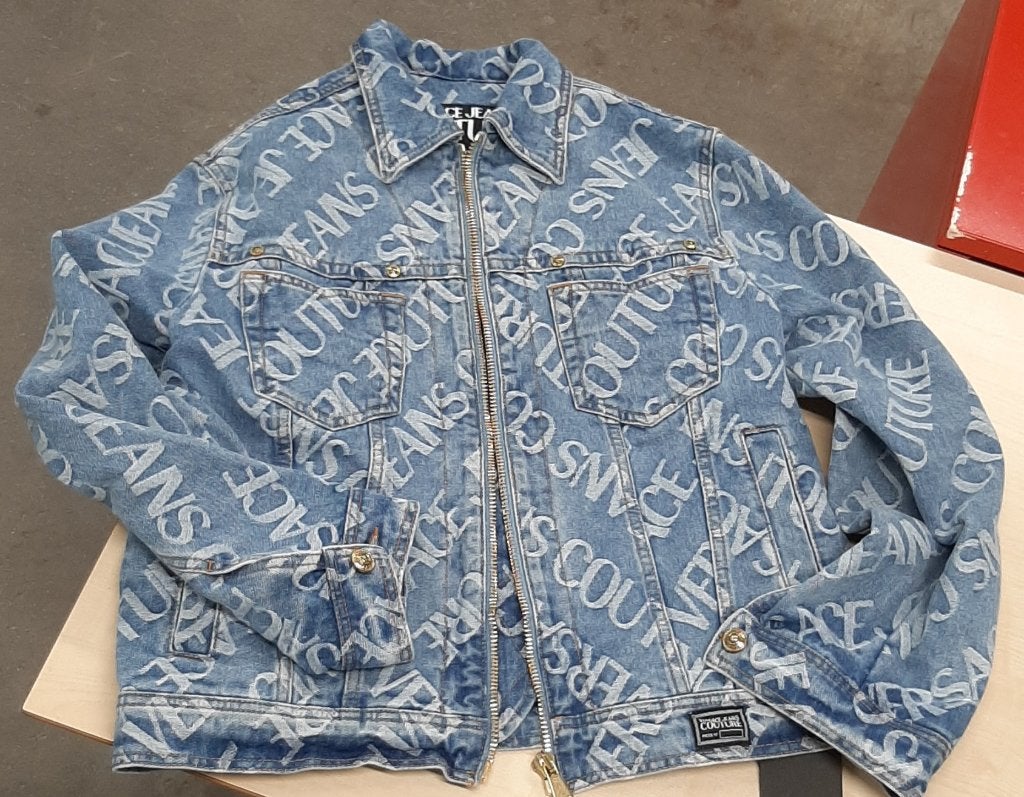 Versace Jeans Couture Jeans Denim jas jacket mt44 L logo, Blauw, Maat 42/44 (L), Nieuw, Ophalen of Verzenden