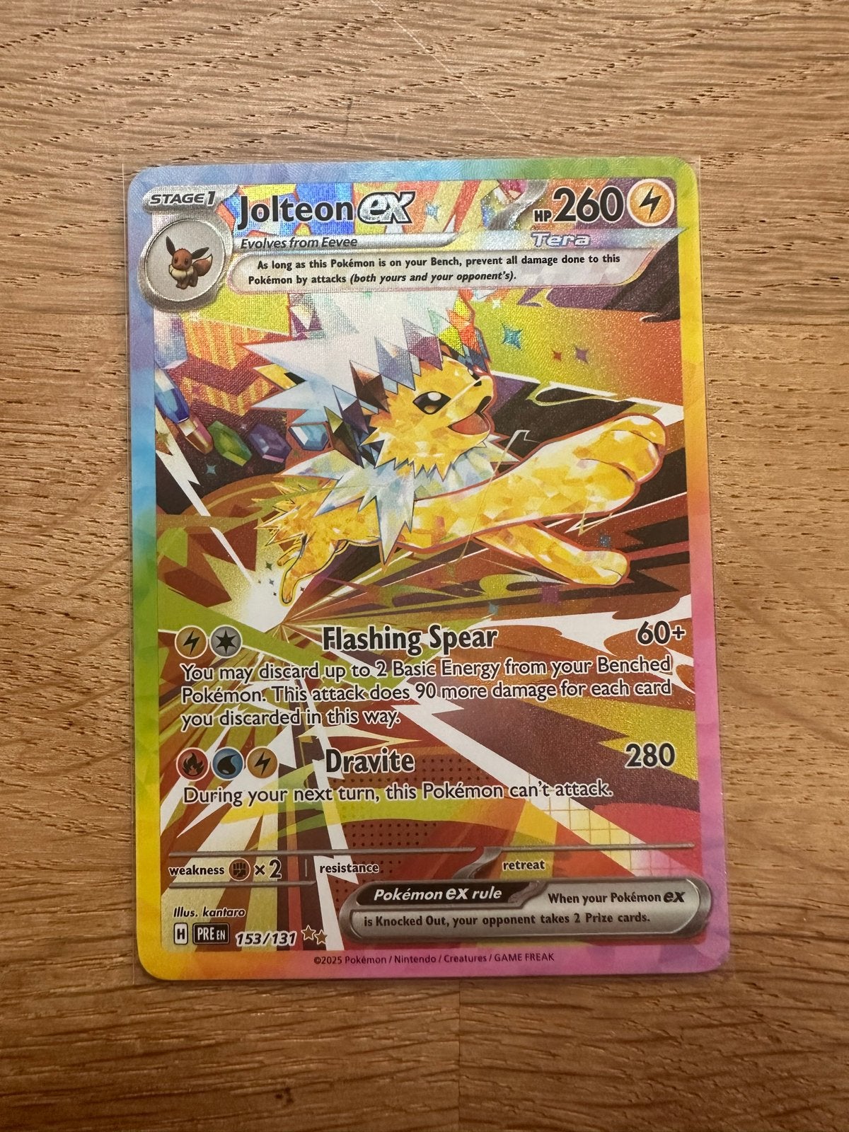 Jolteon ex 153/131 - Prismatic Evolutions Pokémon kaart, Ophalen, Zo goed als nieuw, Losse kaart, Foil