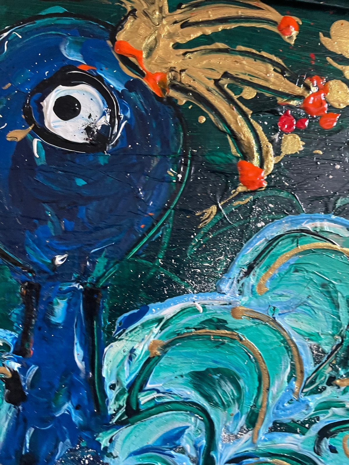 Kleurrijk Pauw Schilderij - Handgeschilderd, Acrylverf, Handgeschilderd, Ophalen of Verzenden, Dieren