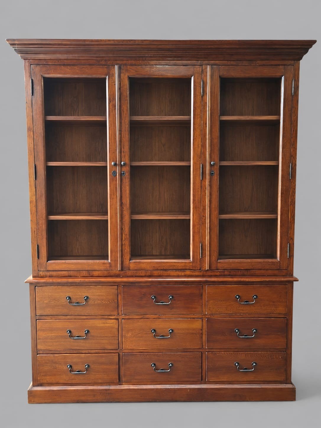Klassieke Engelse vitrinekast, boekenkast, servieskast, met