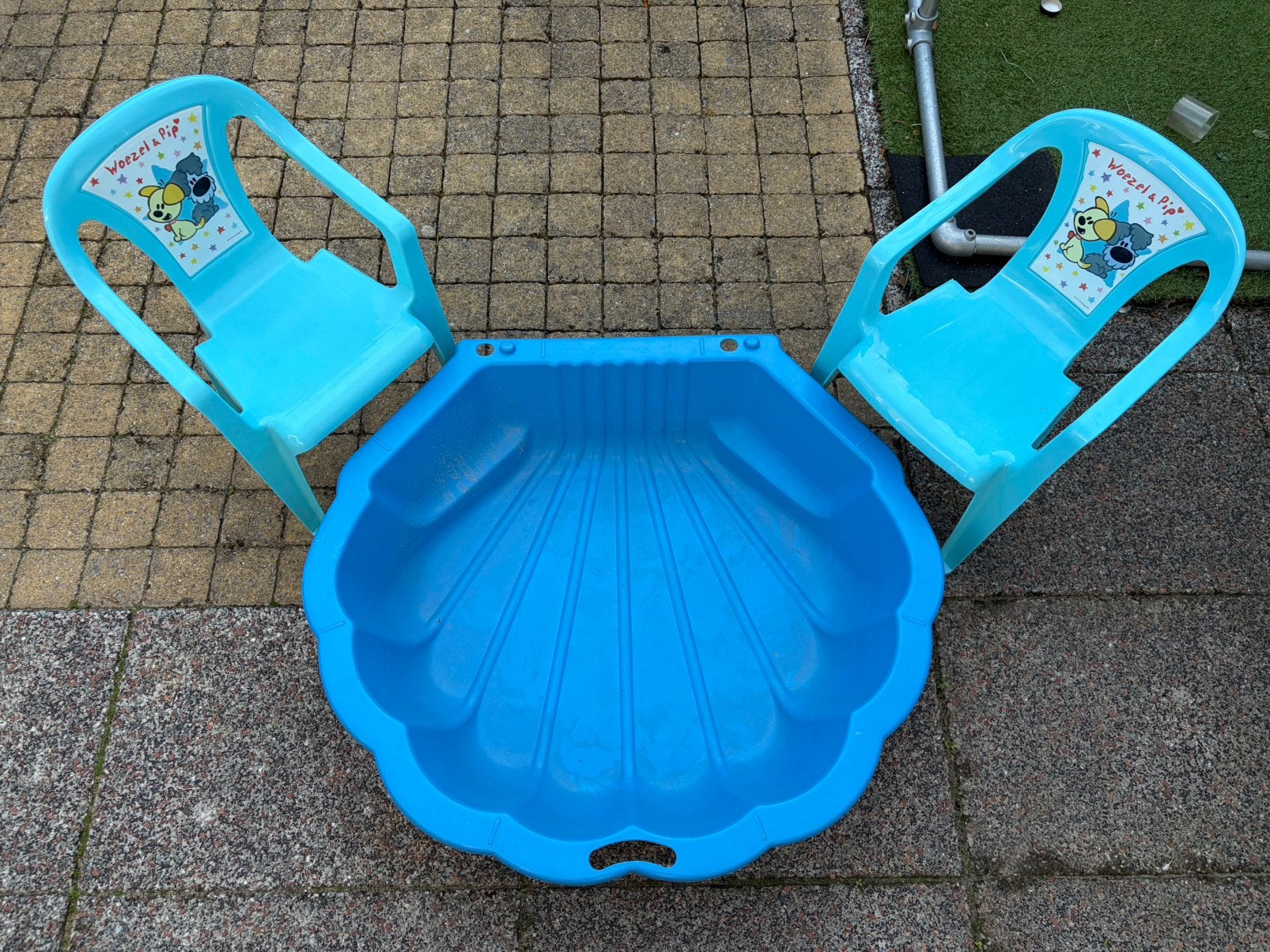 Zwembad waterbak ballenbak en 2 Woezel en Pip stoeltjes, Ophalen, Gebruikt