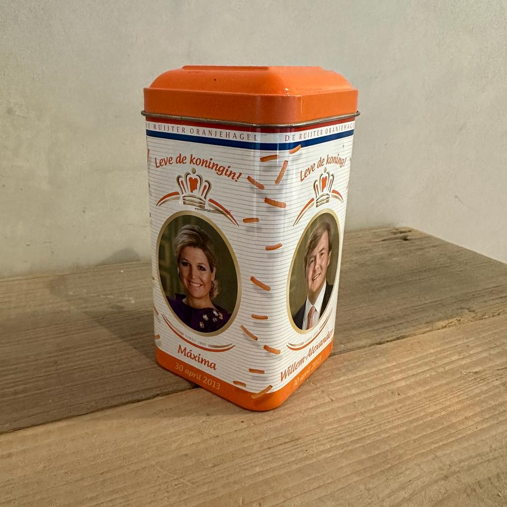 De Ruijter, oranjehagel, blik, blikje, troonswisseling, Ophalen of Verzenden, Gebruikt