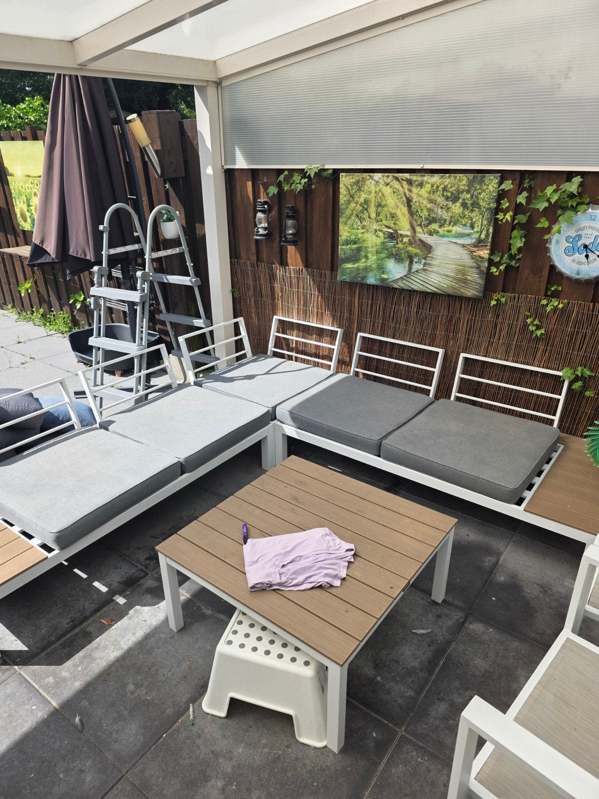 Loungeset L met tuin tafel ZONDER  Kussen, Tuin en Terras, Tuinsets en Loungesets, Ophalen, Gebruikt