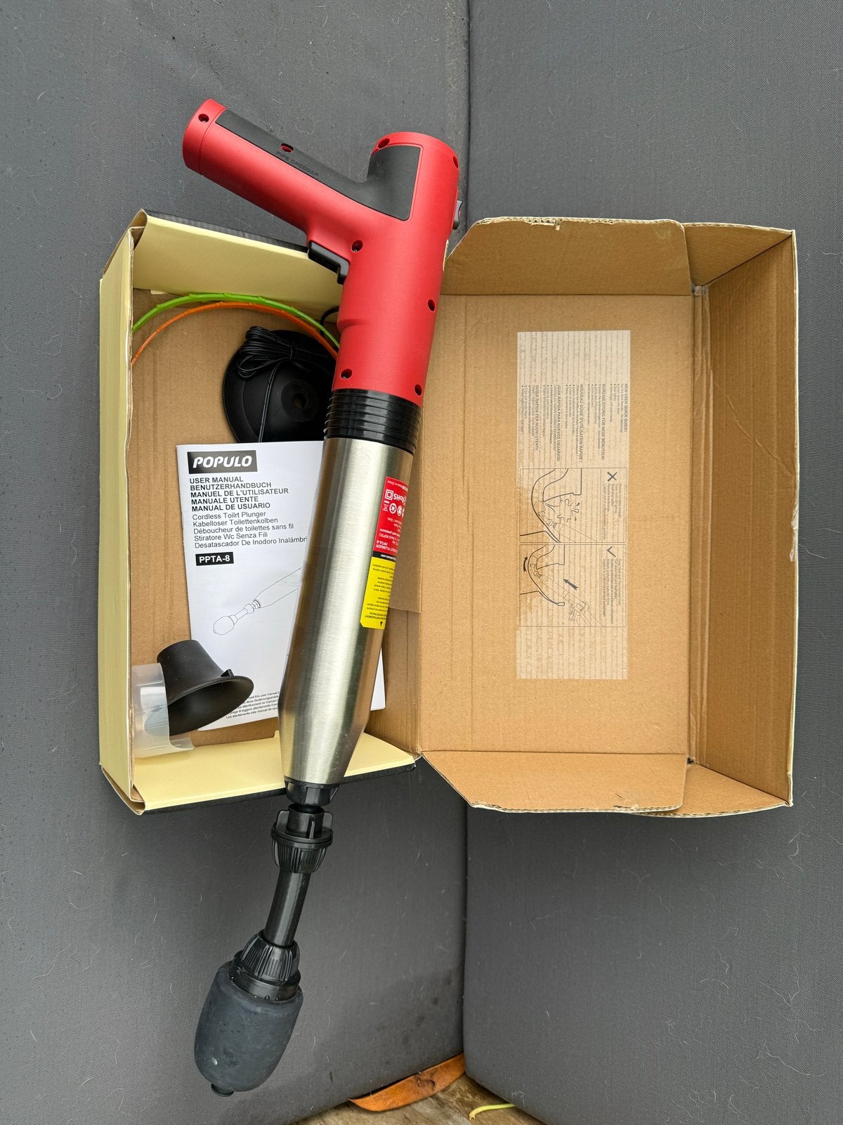Populo PPTA-8 cordless wc onstopper nieuw in doos incl tas, Ophalen, Nieuw, Accuboormachine, Overige merken