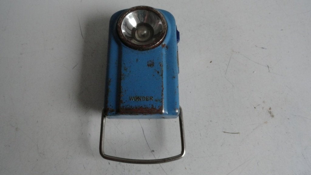 Zaklamp, Wonder ‘Pieto Jaren 50/60 – Blauw Metaal, Antiek en Kunst, Ophalen of Verzenden