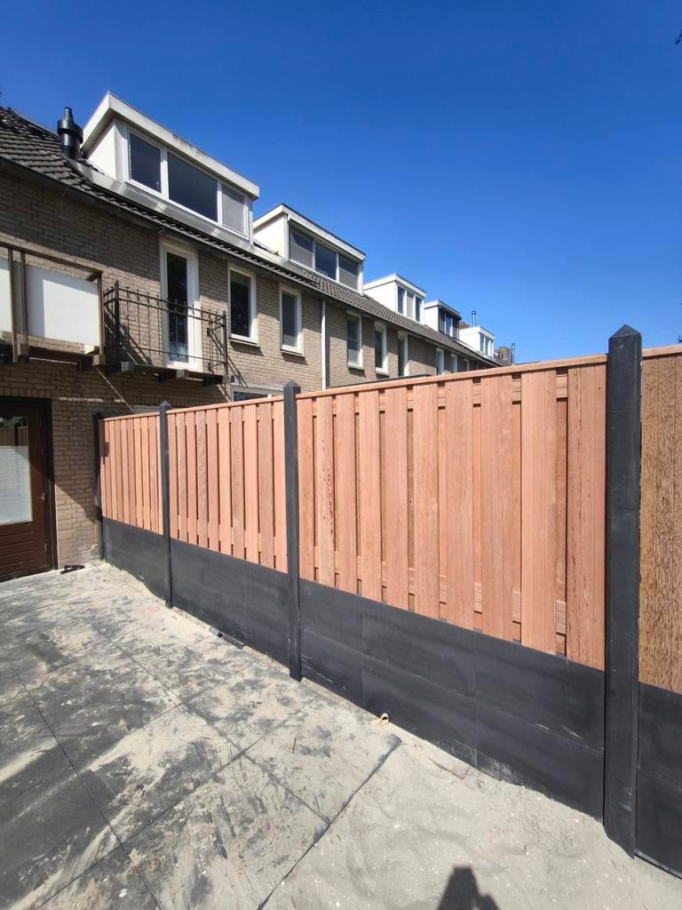 Hardhouten schutting met betonpalen, 1 tot 2 meter, Minder dan 3 meter, Nieuw, Ophalen of Verzenden