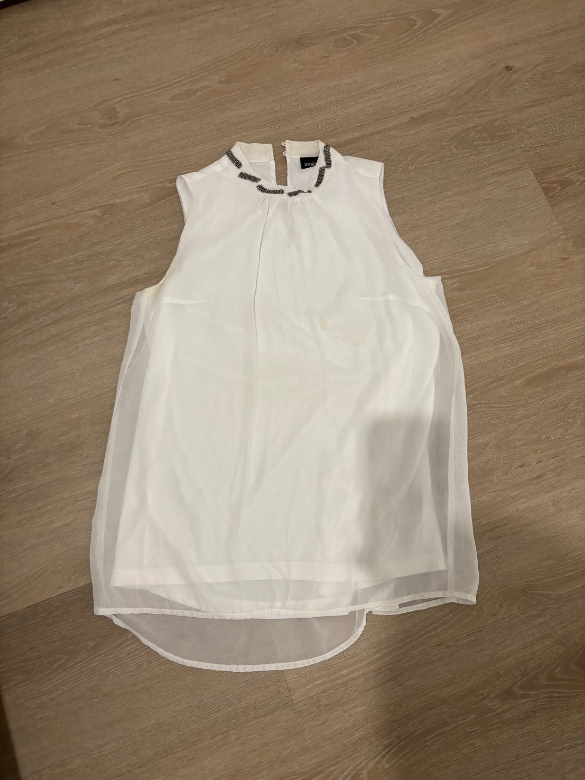 Janina Witte Mouwloze Top met Kraagdetail - Maat 36 (S), Wit, Ophalen of Verzenden, Gedragen, Maat 36 (S)