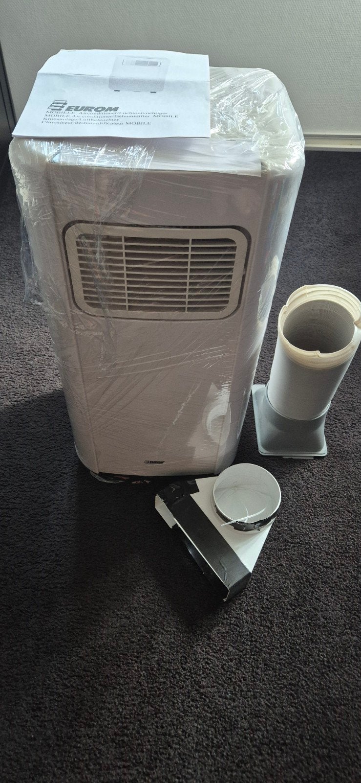 Eurom Mobiele Airco met afvoerslang en afstandsbedie, Witgoed en Apparatuur, Ophalen, Gebruikt, Minder dan 60 m³, 3 snelheden of meer