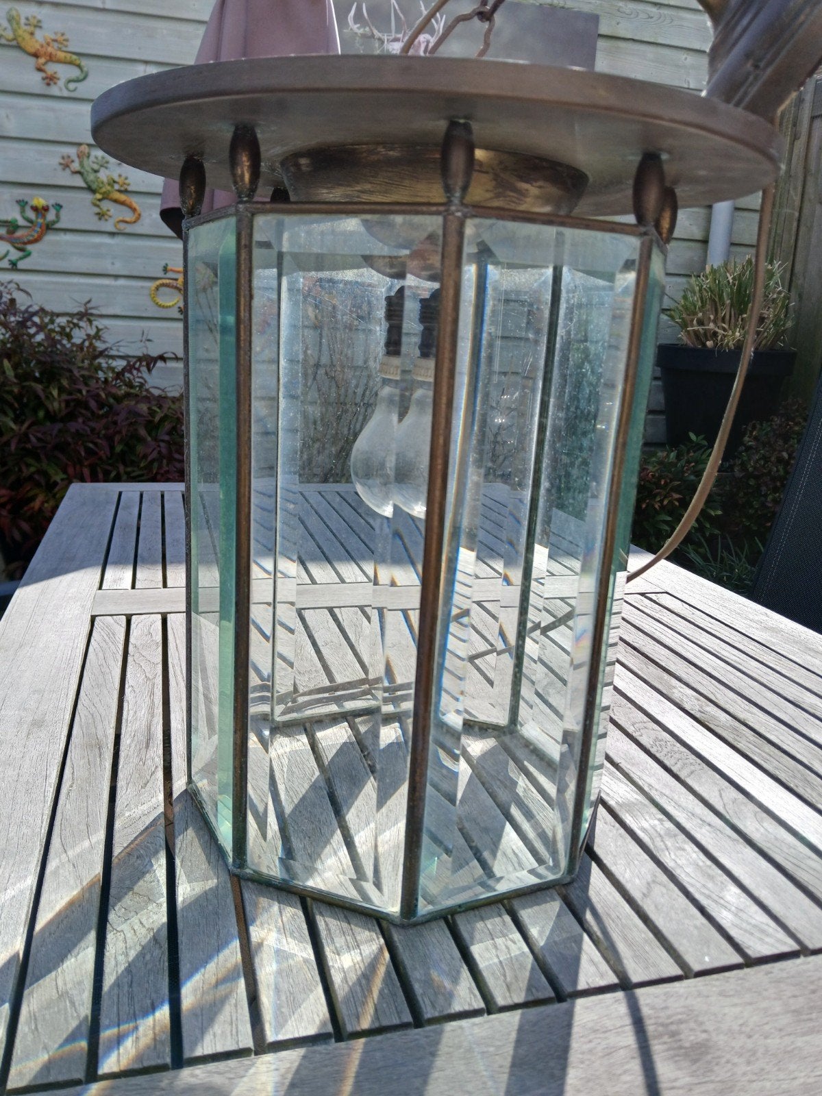 Hanglamp Koper met geslepen glas, Ophalen, Glas