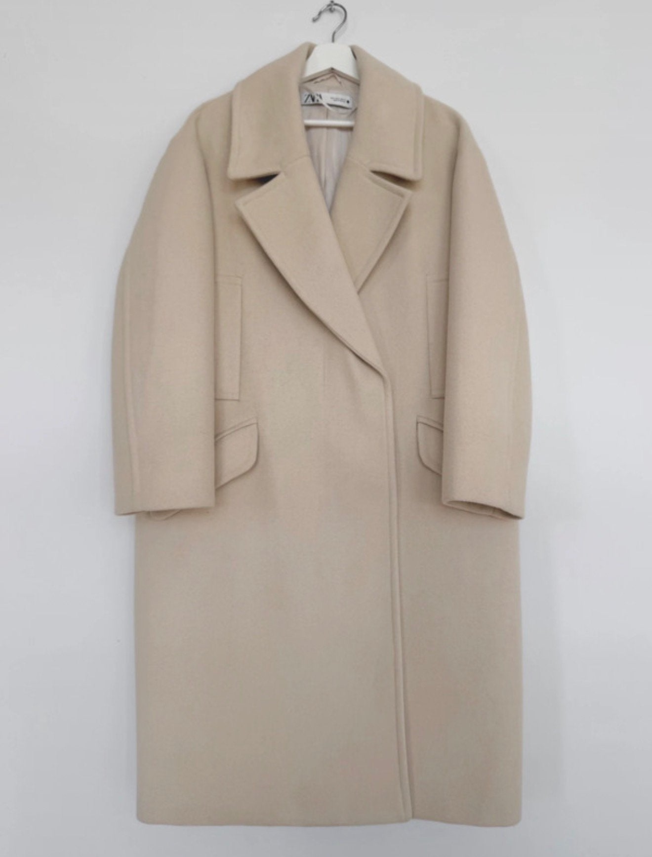 Zara oversized lange mantel/jas beige/ecru – maat S, Ophalen of Verzenden, Zo goed als nieuw, Maat 36 (S), Beige