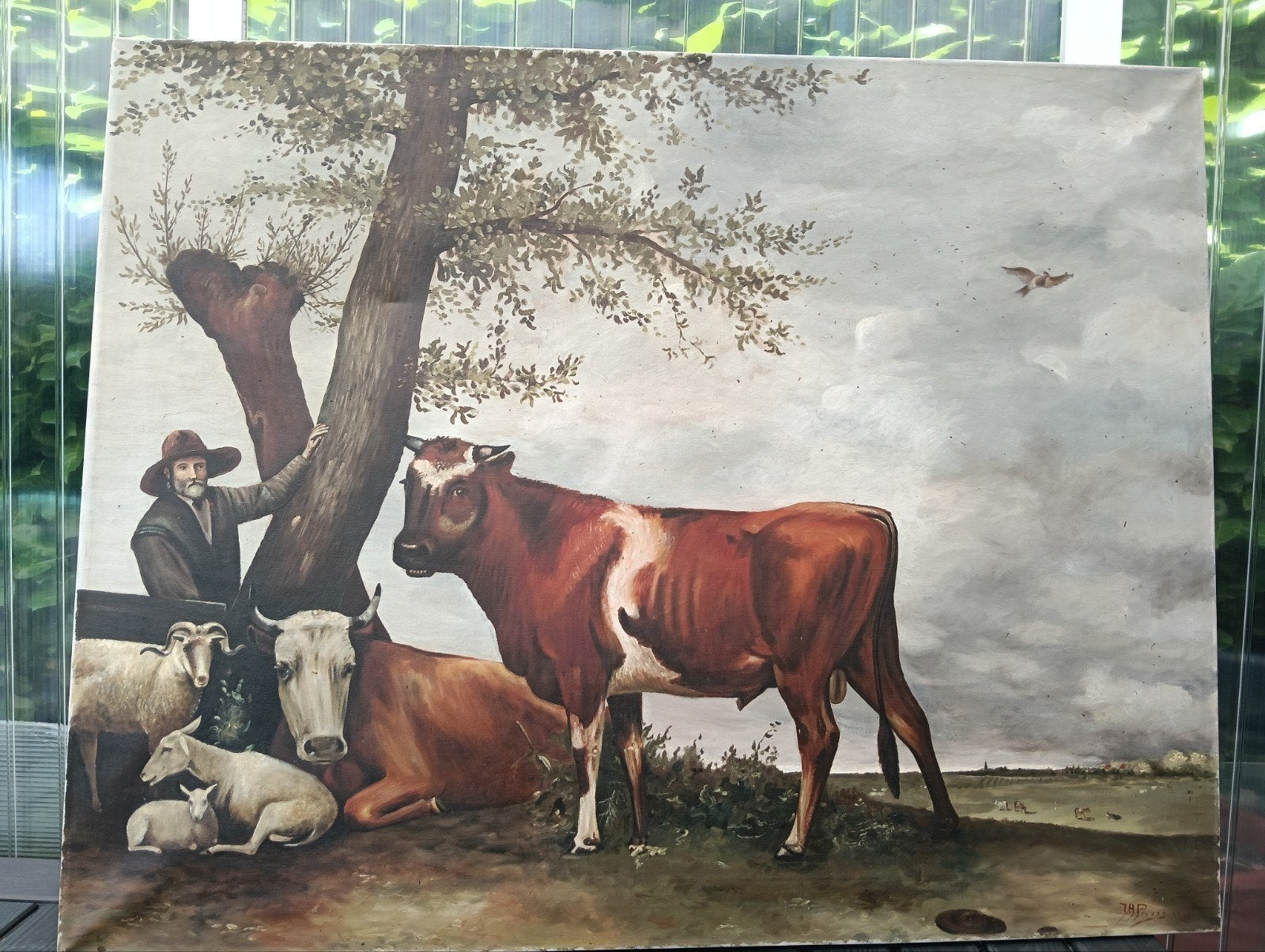 Oud Hollands schilderij: Herder met vee, Ophalen of Verzenden