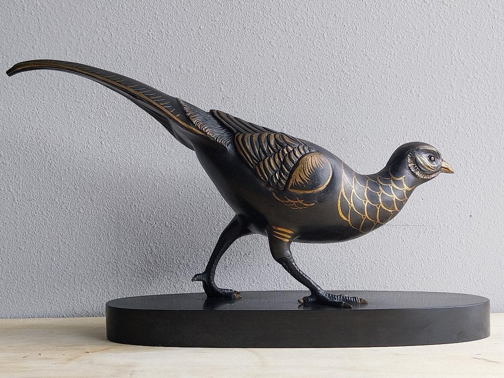 Art Deco fazant zamak met gouddecor op marmer 46 cm, Ophalen of Verzenden, Beeld, Vogel, Abstract
