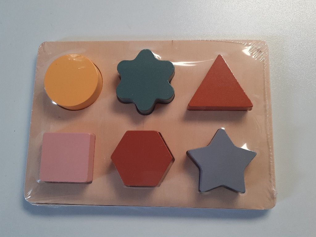 Puzzel. Hout. 7-delig. Vormen. Nieuw, 2 tot 4 jaar, Nieuw, Ophalen of Verzenden, Van hout
