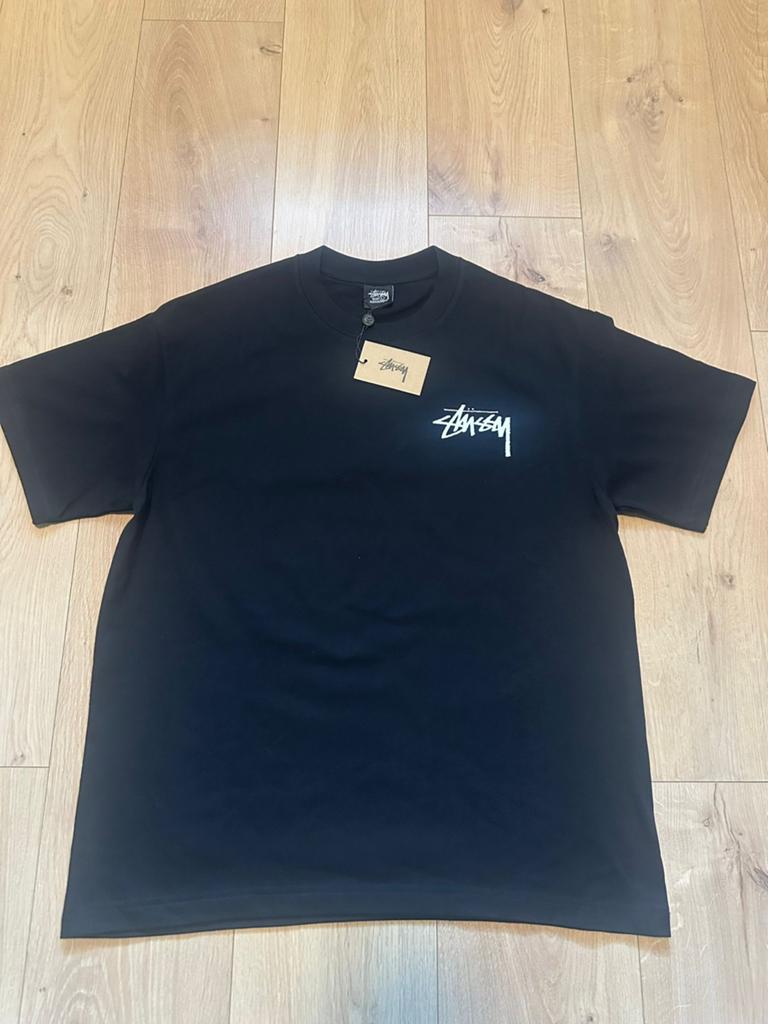 Stussy T-shirt Zwart met Logo en Dobbelstenen Print, Kleding | Heren, Verzenden, Nieuw, Overige maten, Zwart