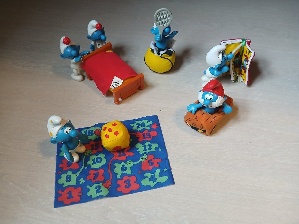 5x Smurfen Happy Meal Mc Donalds 2002 (ALS NIEUW), Ophalen of Verzenden, Zo goed als nieuw, Verschillende Smurfen, Poppetje, Figuurtje of Knuffel