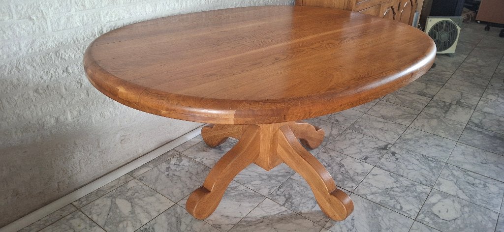 Aangeboden: Massief eiken eettafel, Ophalen, Gebruikt, 100 tot 150 cm, Eikenhout