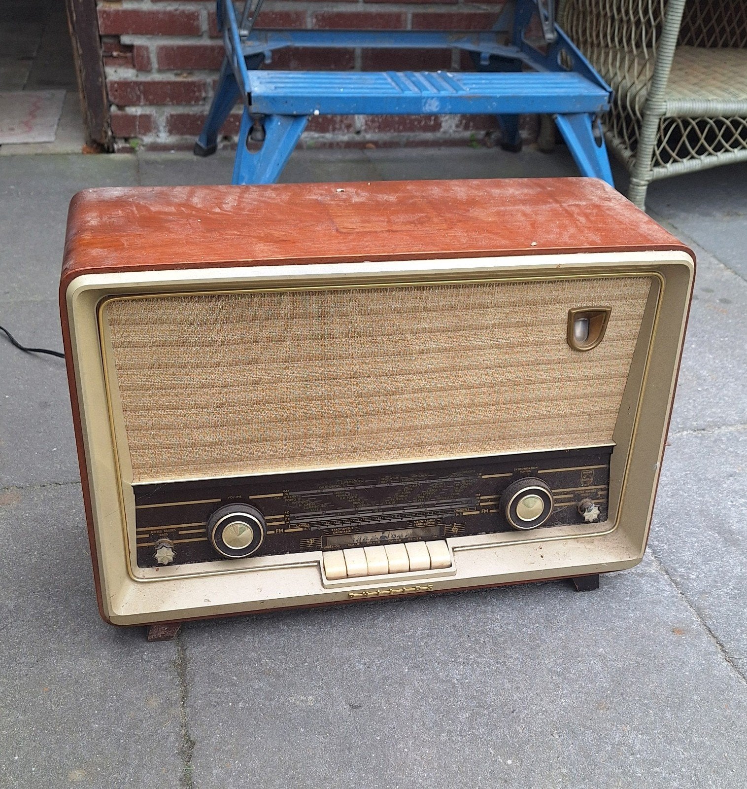 Philips B5X72A buizenradio - Vintage radio, Audio, Tv en Foto, Ophalen, Niet werkend, Radio