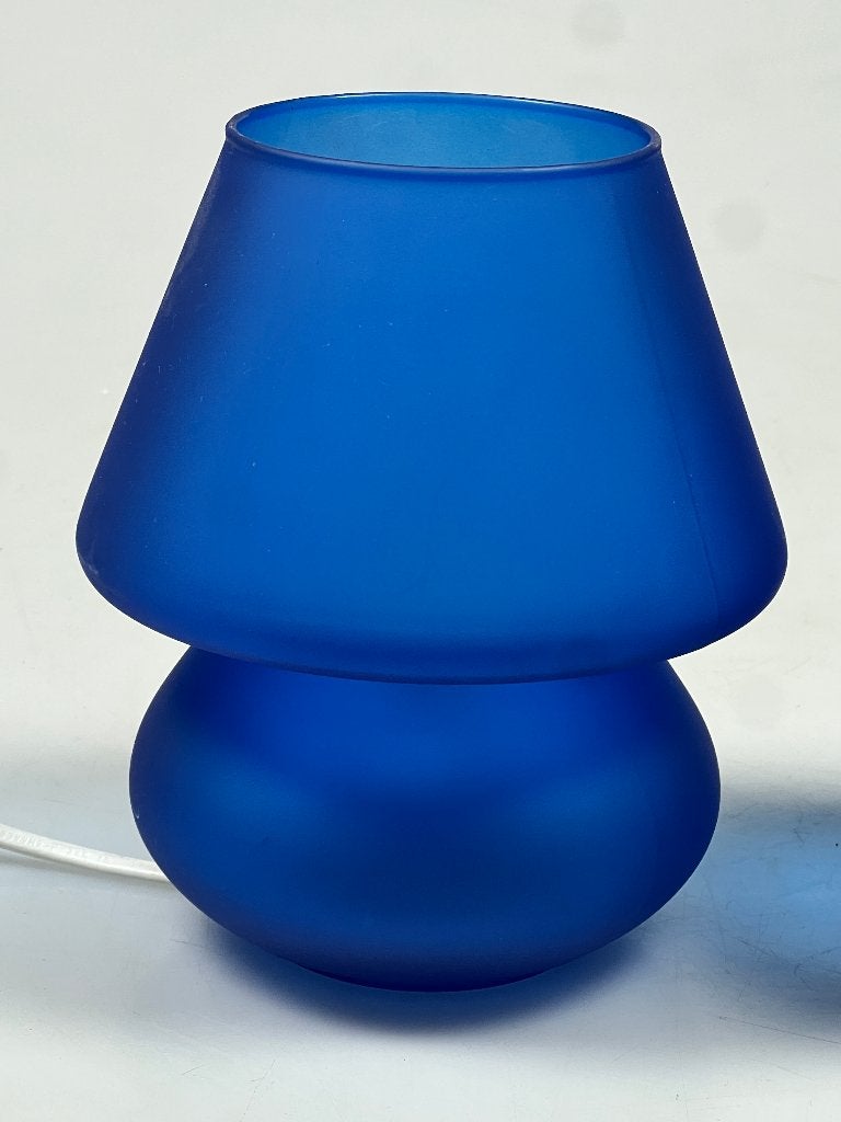 Vintage Set Glazen Blauwe Mushroom Lampen, Habitat, 1980's, Huis en Inrichting, Gebruikt, Onbekend, Ophalen of Verzenden, Glas