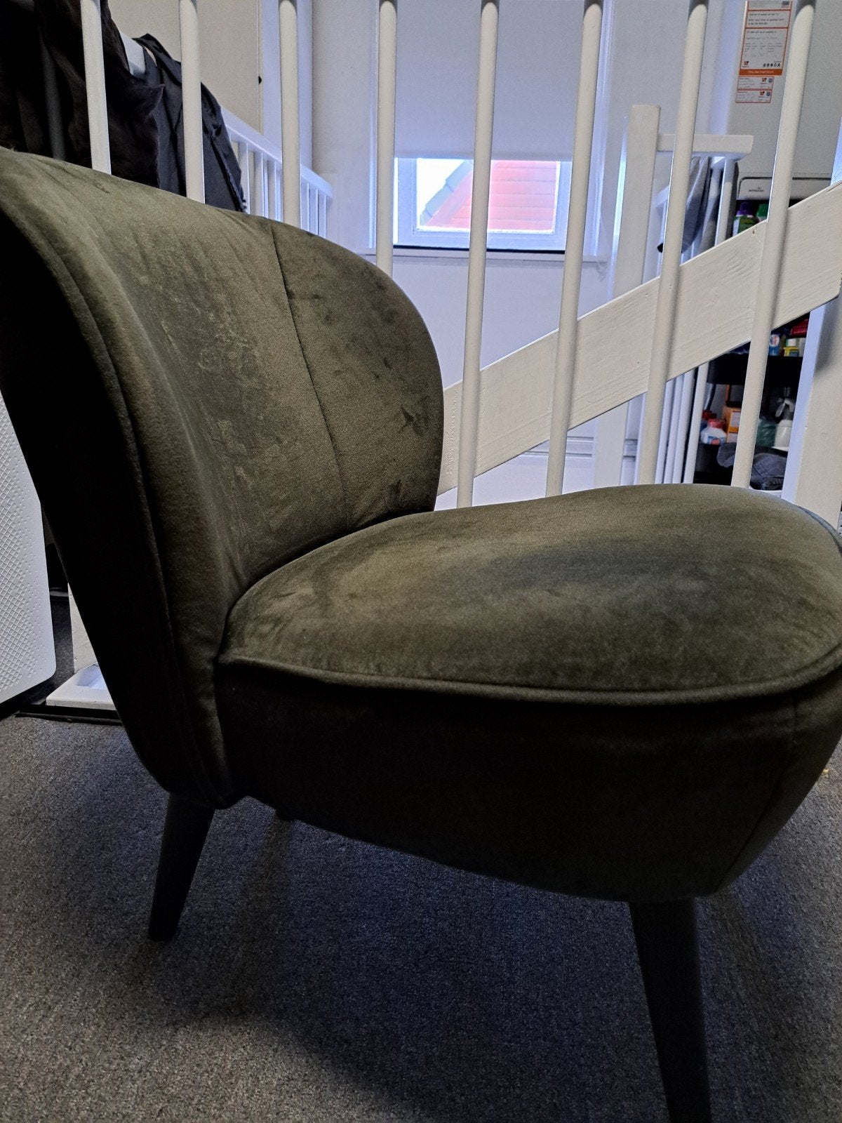 WOOOD Velours Fauteuil - Kleine Fauteuil Groen, Ophalen, Gebruikt, Stof, Minder dan 50 cm
