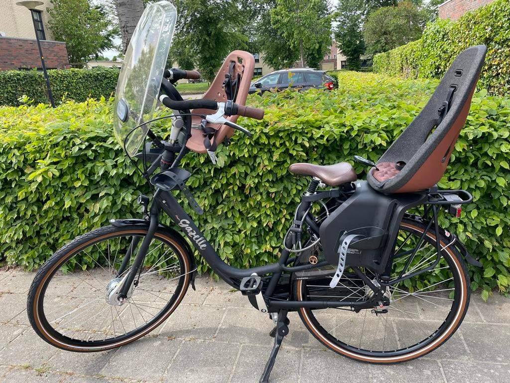 Bloom Gazelle Mamafiets met 2 kinderzitjes+windscherm - ZGAN, Fietsen en Brommers, Fietsen | Dames | Moederfietsen, Zo goed als nieuw