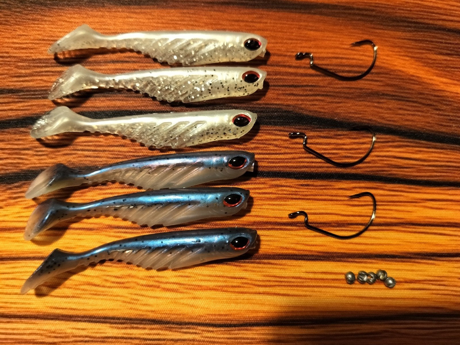 6 stuks softbaits voor baars, snoekbaars, halen + lood inbeg, Ophalen of Verzenden, Nieuw, Overige typen