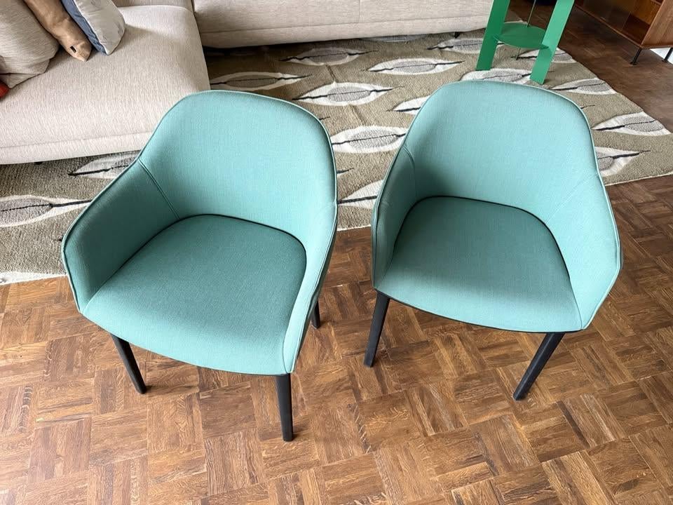 2 schitterende Vitra Softshell stoelen - goed als nieuw, Huis en Inrichting, Ophalen, Kunststof, Twee, Blauw