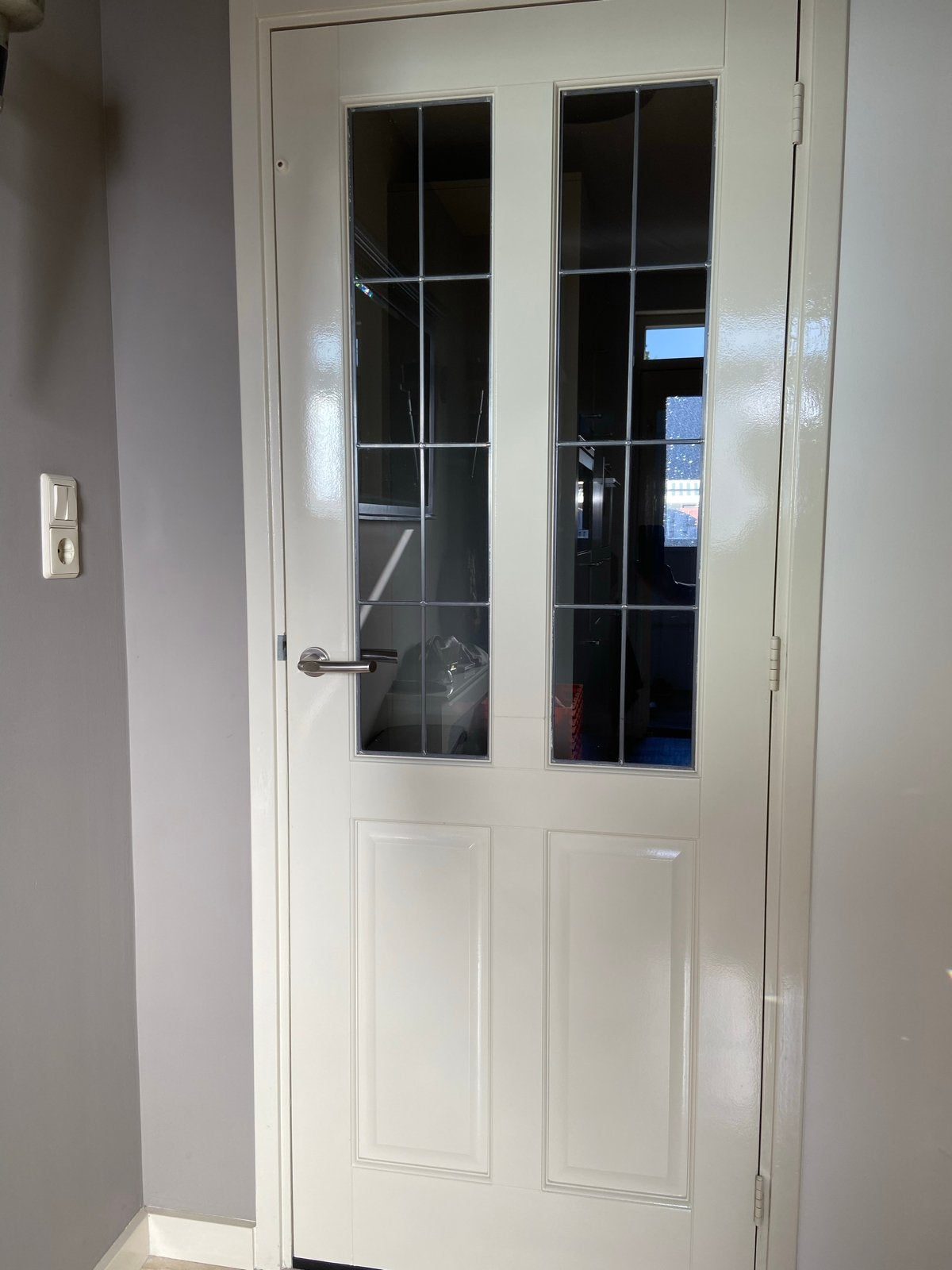 Cando stompe deur met glas in lood, Gebruikt, Minder dan 80 cm, Binnendeur, Ophalen of Verzenden