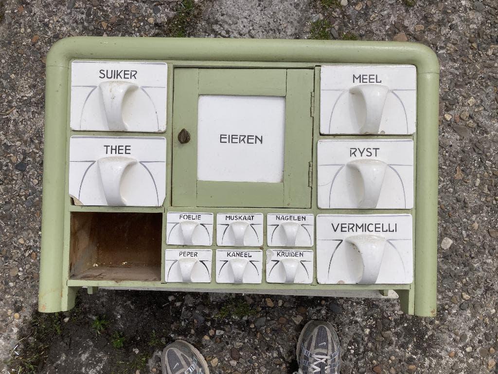 Vintage keukenrek, kruidenrek, specerijenrek groen, Ophalen