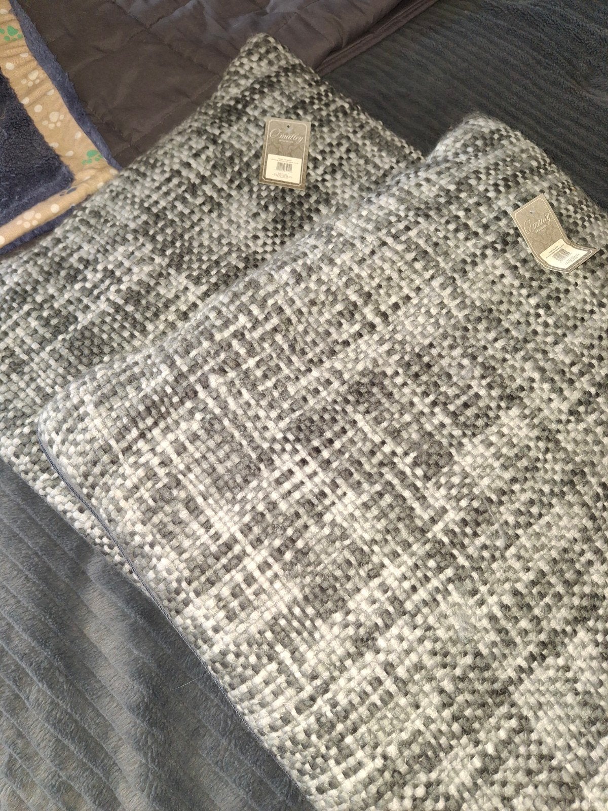 2x O'Malley decoraties deken en kussen grijs, Ophalen, Nieuw, Grijs, Rechthoekig