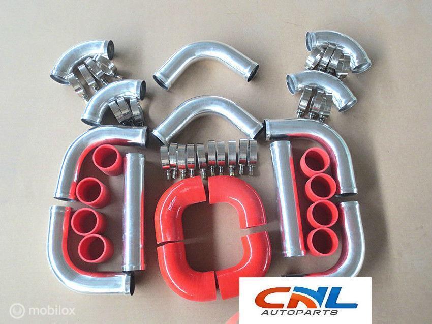 Intercoolerbuis 2.5" 64mm Turbo Piping Red hose T-Clamp kit, Nieuw, Ophalen of Verzenden