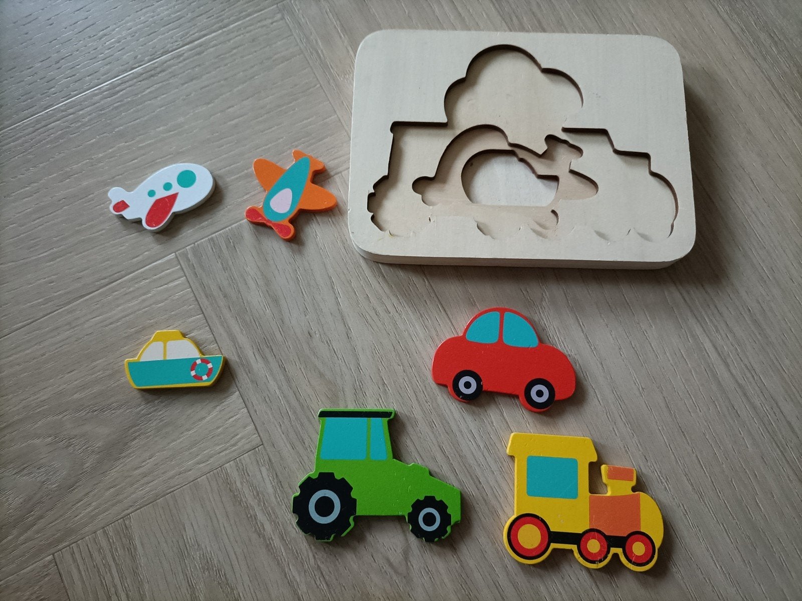 Houten puzzel met diverse puzzel lagen en stukjes, Ophalen of Verzenden, Gebruikt, Overige typen