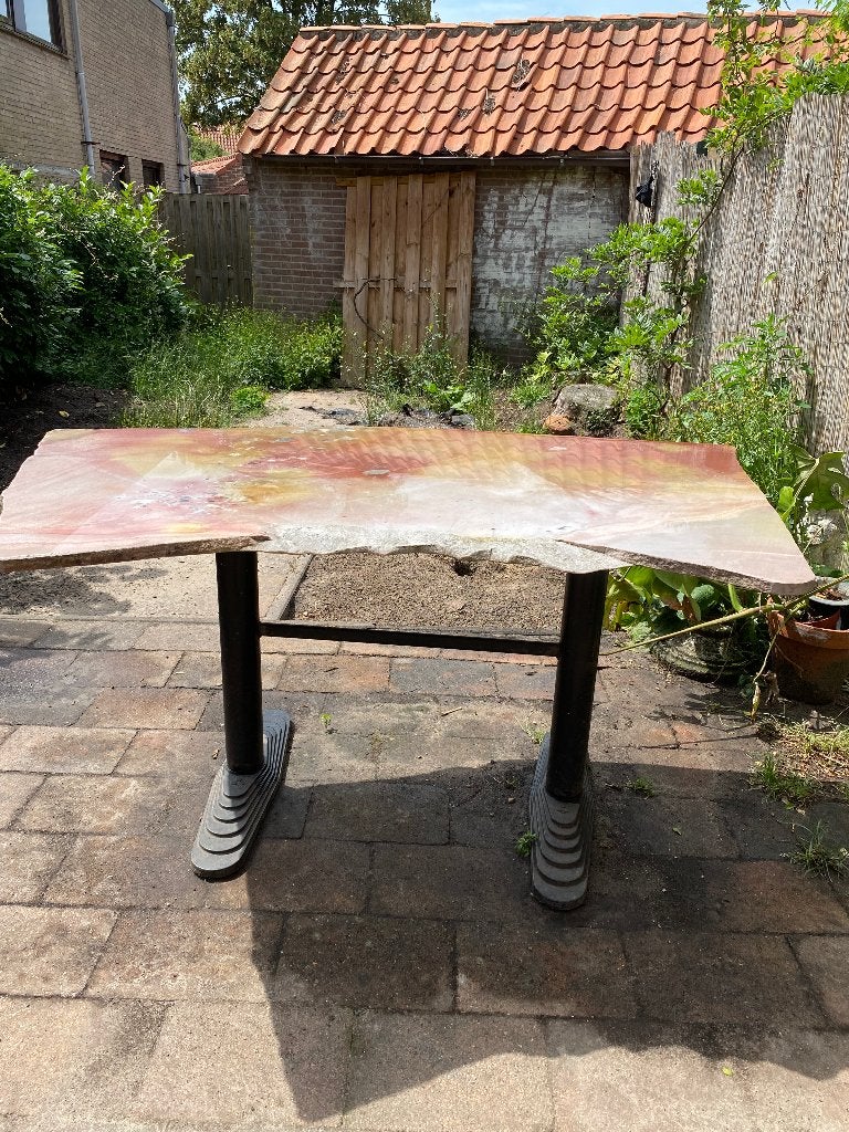 Prachtige natuurstenen buitentafel, Ophalen, Zo goed als nieuw, Rechthoekig, Overige materialen