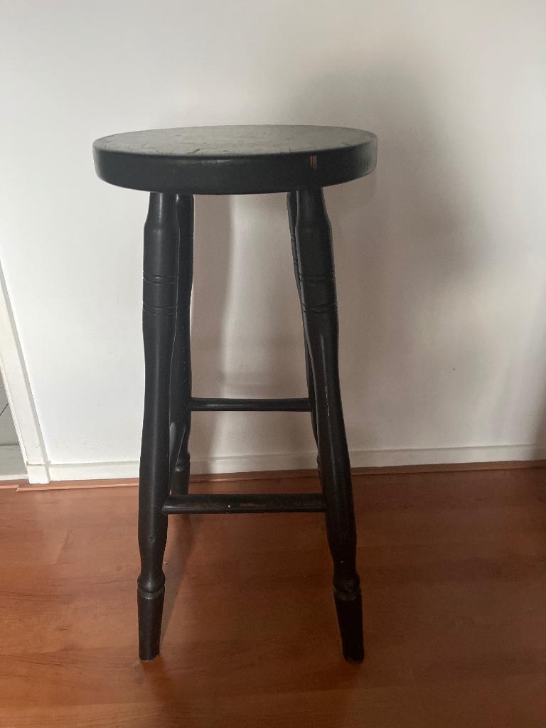 Houten café bar krukken 3x retro, Huis en Inrichting, Barkrukken, Ophalen, Gebruikt, 90 cm of meer, 3 krukken