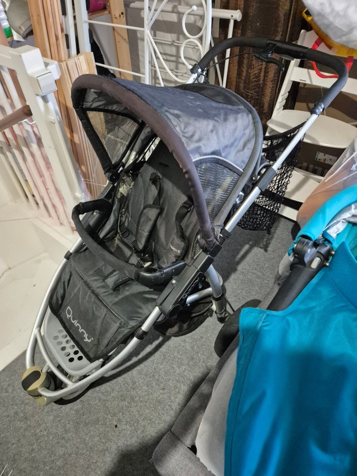compleet combi quinny kinderwagen buggy reiswieg blauw acces, Ophalen, Combiwagen, Quinny, Verstelbare duwstang
