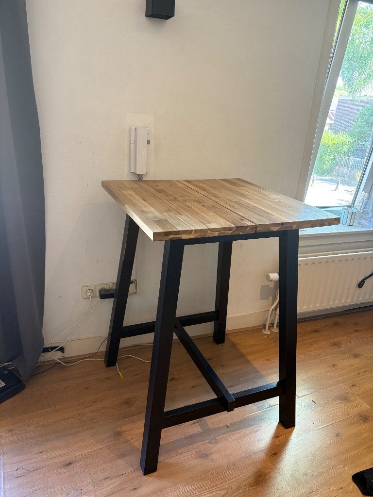 Hoge tafel, Ophalen, Eikenhout, 100 tot 150 cm, Vierkant