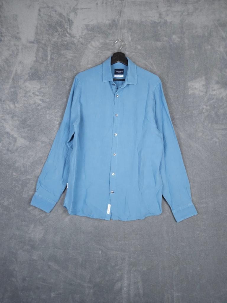 Mr Marvis Overhemd The Mavericks L Blauw Linnen Shirt., Blauw, ., Ophalen of Verzenden, Zo goed als nieuw
