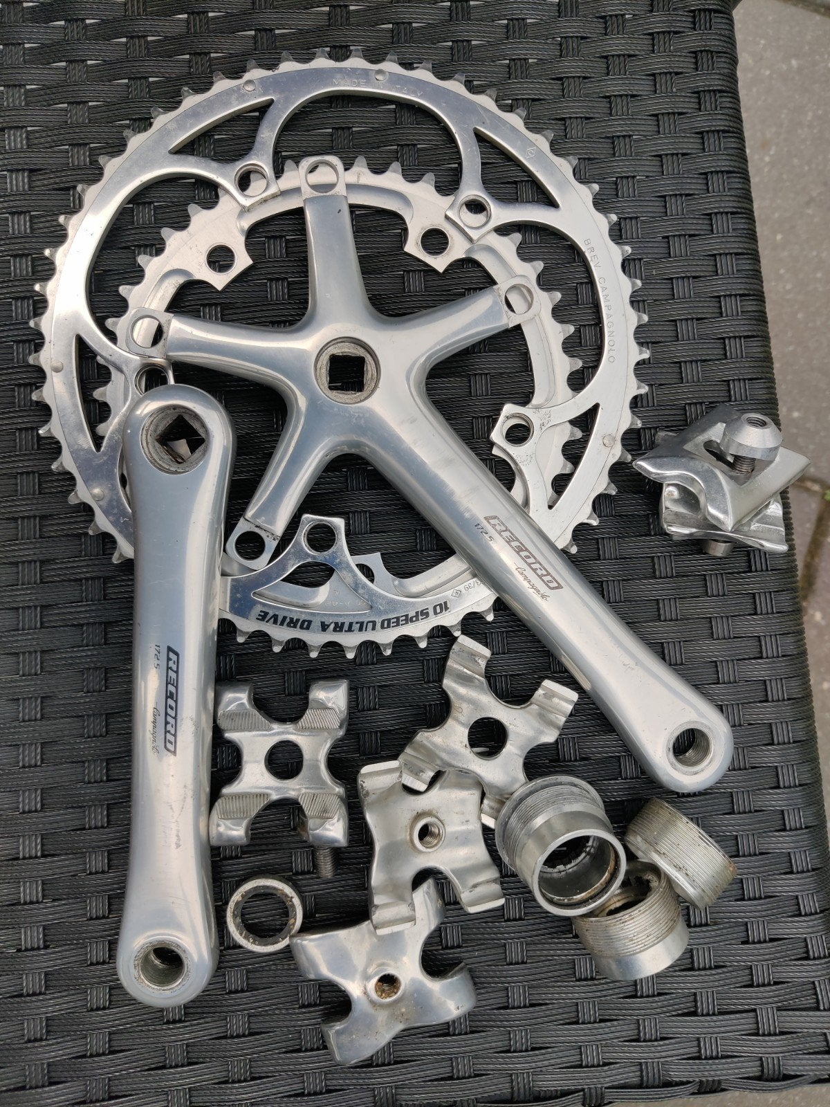 Campagnolo Record Crankstel 10 Speed Ultra Drive, Fietsen en Brommers, Crankstel of Pedalen, Gebruikt, Campagnolo, Ophalen of Verzenden