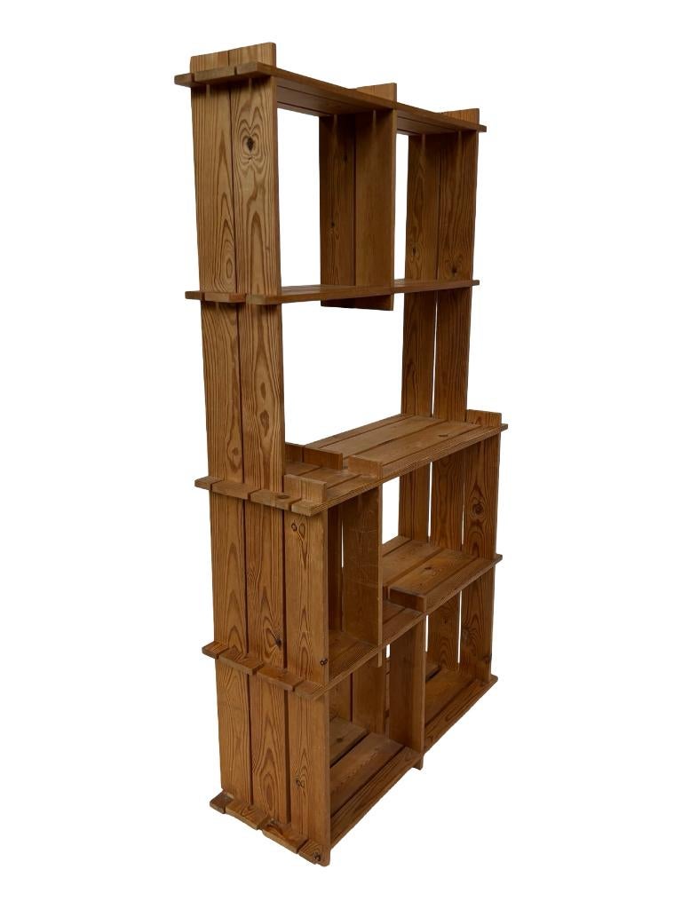 Vintage wandkast boekenkast grenen vakkenkast jaren 70, Huis en Inrichting, Kasten | Boekenkasten, Gebruikt, Vintage, 50 tot 100 cm