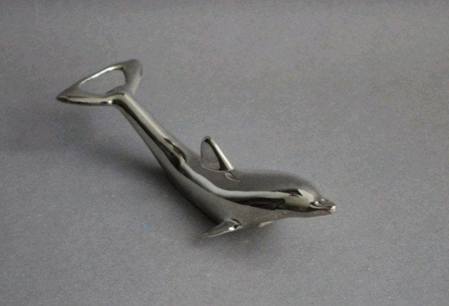 Vintage dolfijn flesopener - verzilverd, Antiek en Kunst, Ophalen of Verzenden