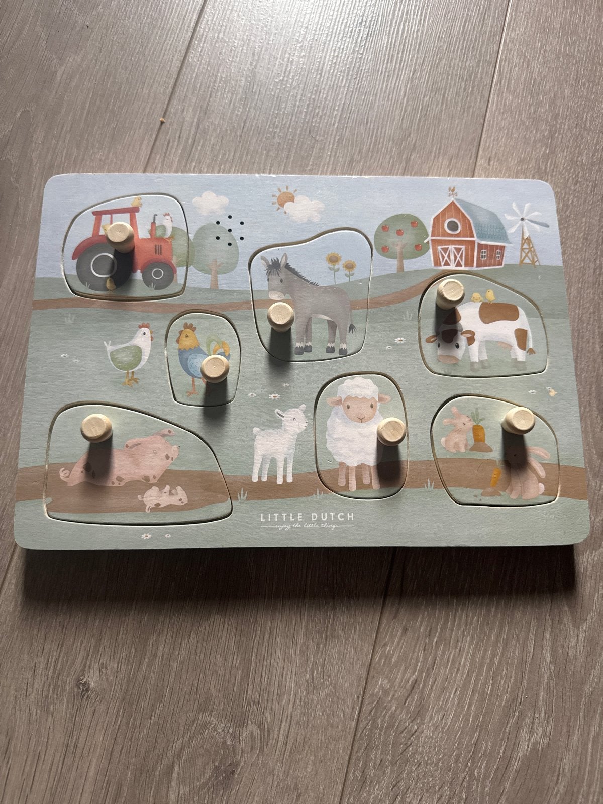 Little Dutch Houten Boerderij Puzzel met Geluid, Ophalen of Verzenden, Gebruikt, Overige typen, Met geluid