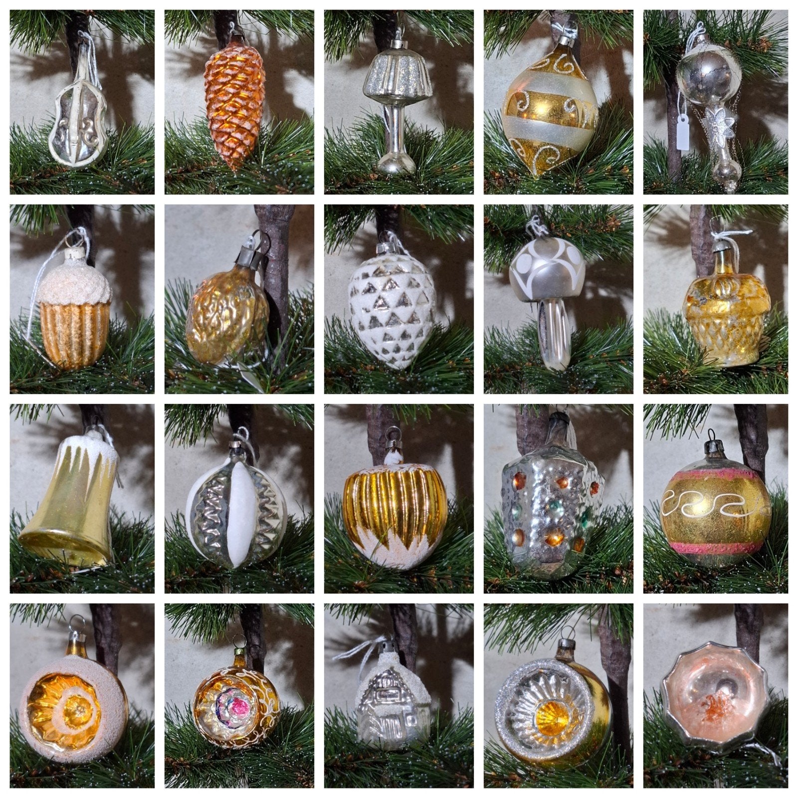 oude antiek vintage kerstballen deukbal walnoot mandje, Diversen, Ophalen of Verzenden, N, T, V