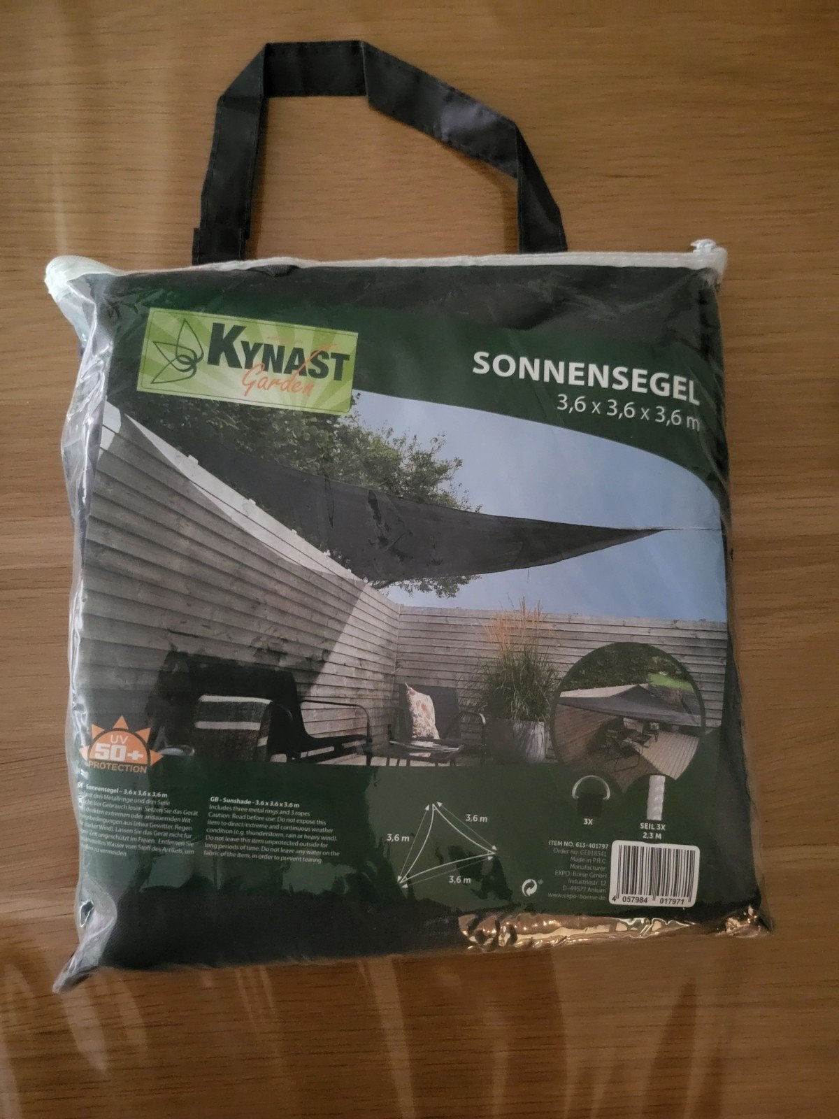 Kynast Garden Sonnensegel 3,6x3,6x3,6m UV50+, Ophalen of Verzenden, Nieuw