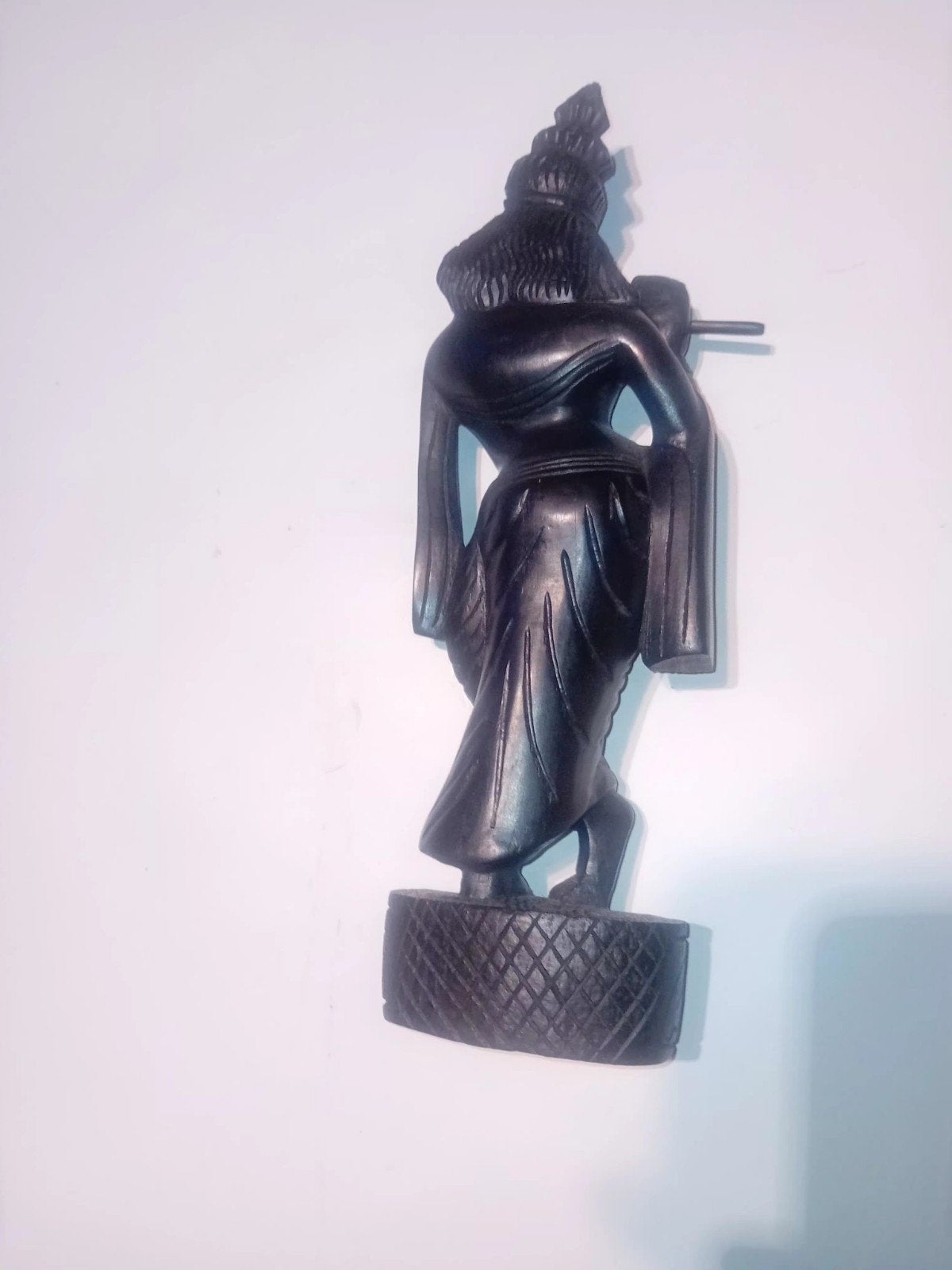 Houten beeld van Krishna met fluit - Handgesneden, Antiek en Kunst, Ophalen of Verzenden, Beeld, Hout, Overige stijlen
