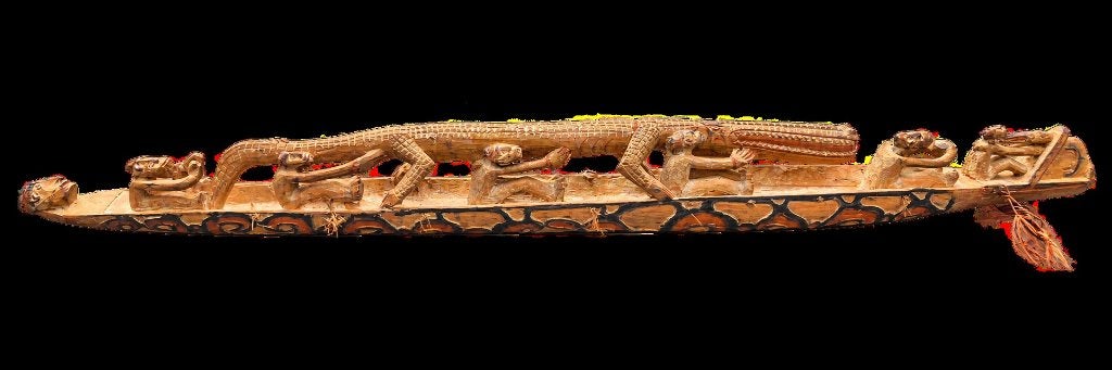 Uniek houtsnijwerk uit Papoea-Nieuw-Guinea, Oceanië, Handgemaakt, Meer dan 2 meter, Ophalen of Verzenden