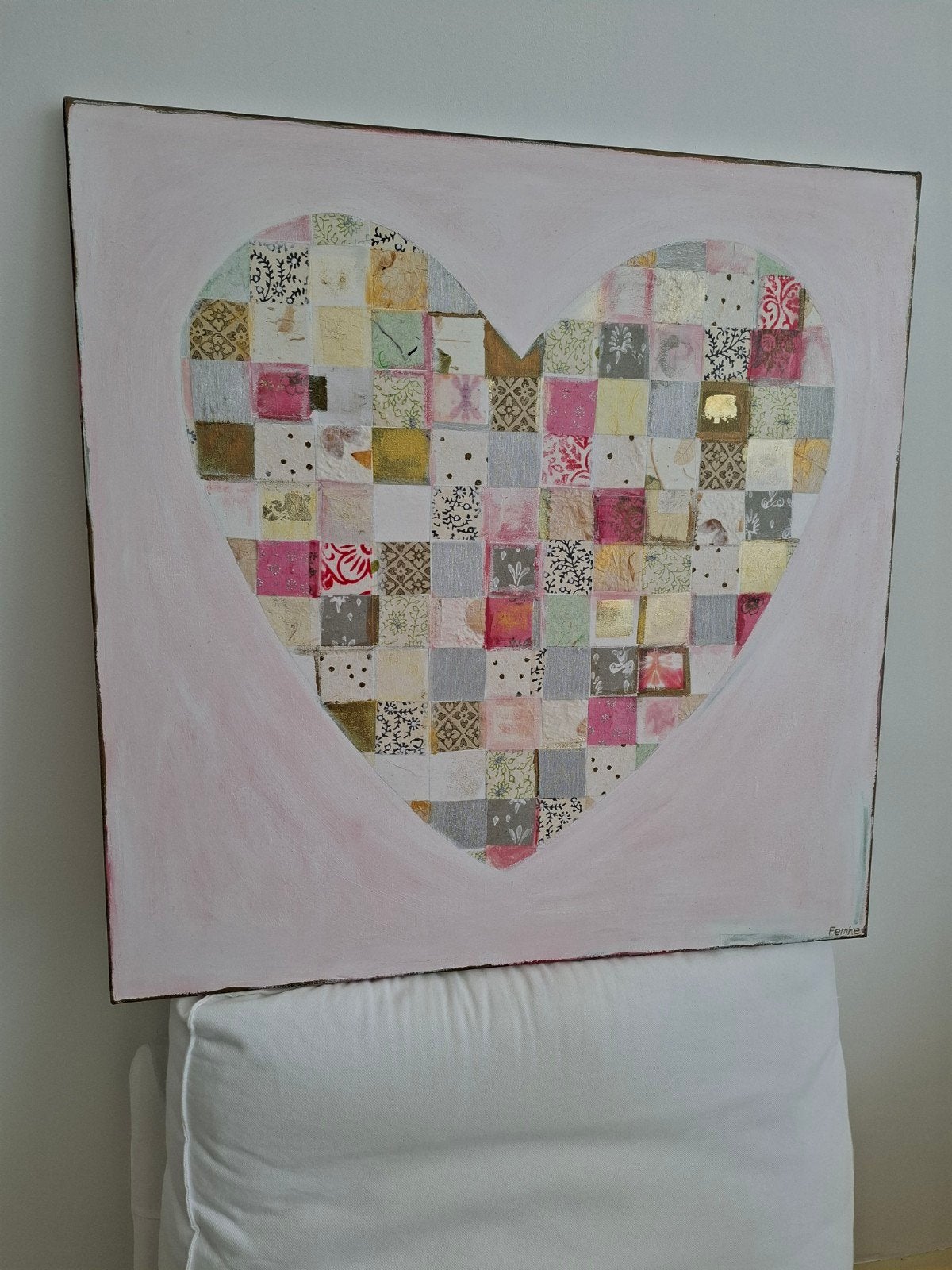 Prachtig schilderij van Madlilies - Hartvormig kunstwerk, Ophalen, Zo goed als nieuw, Wanddecoratie