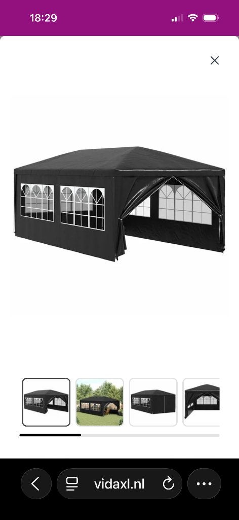 Partytent 6 x 3 zwart, Ophalen, Zo goed als nieuw