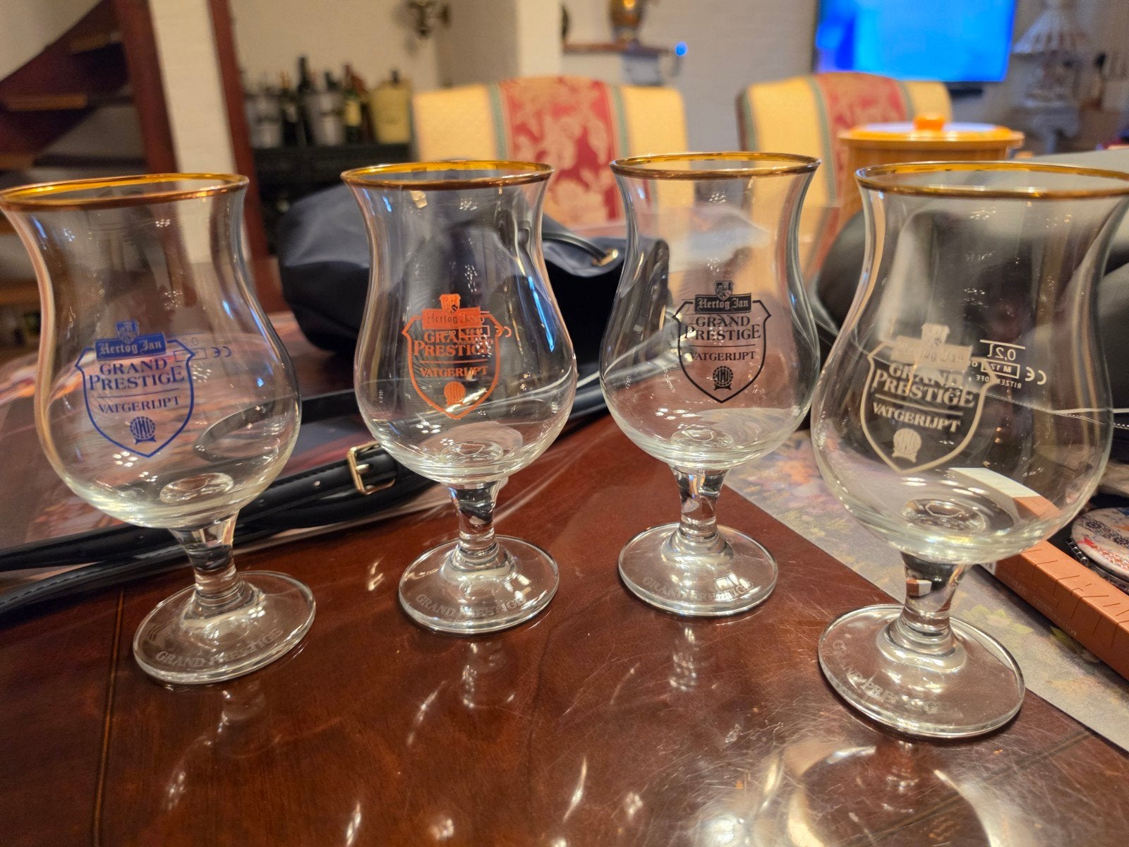 Hertog Jan Grand Prestige Vatgerijpt glazen 2017 (4 stuks), Verzenden, Zo goed als nieuw, Glas of Glazen