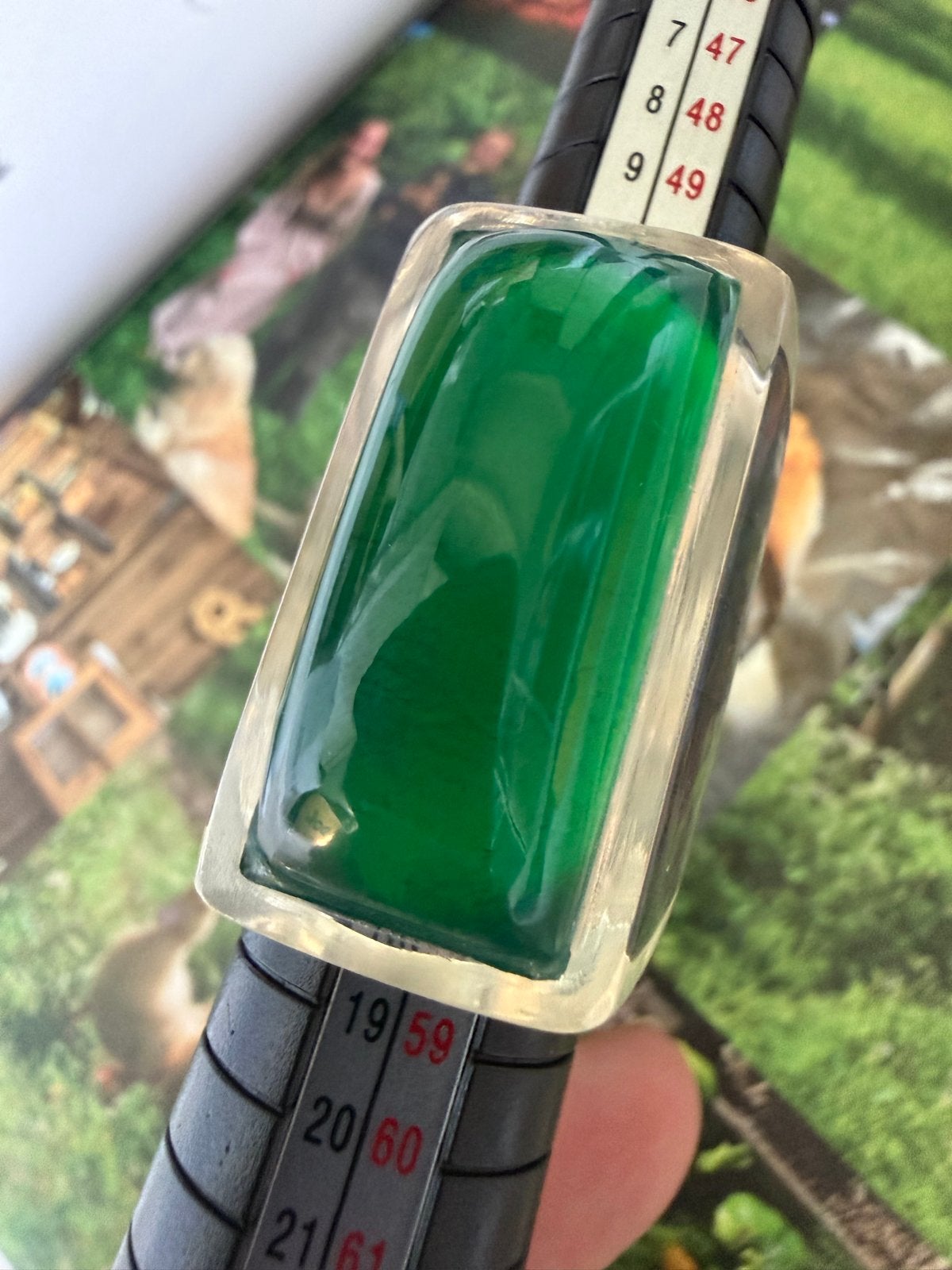 Zsiska Statement Ring Groen met Zilverblad - Maat M, Sieraden, Tassen en Uiterlijk, Kunststof, Ophalen of Verzenden, Zo goed als nieuw